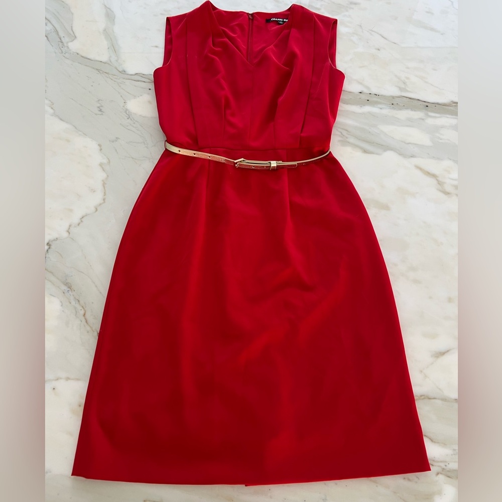 GIANNI BINI RED BELTED DRESS SIZE US 0 - Picture 5 of 16